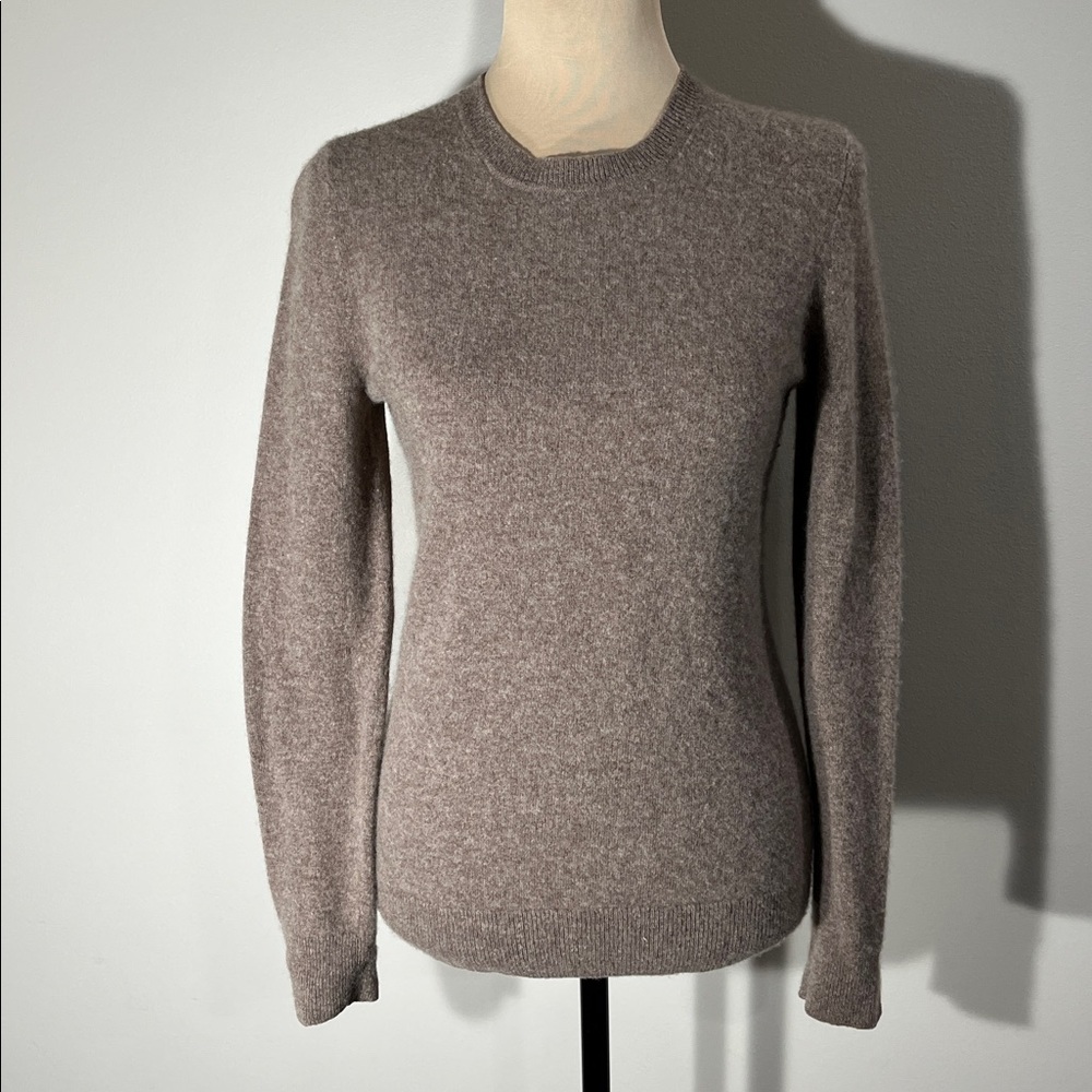 100% Cashmere Sweater Heathered Taupe Sz M
